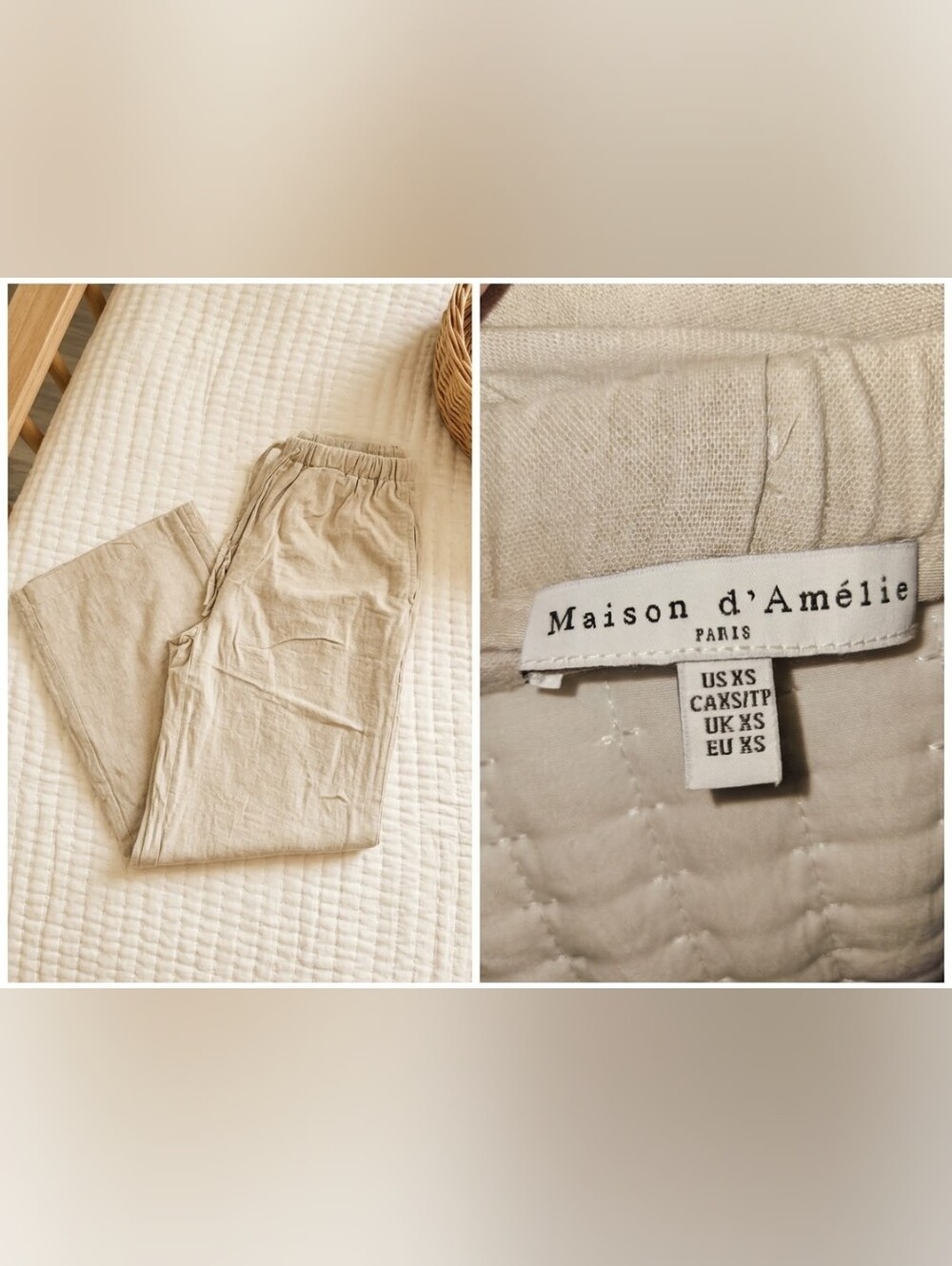 ✨ Maison d'Amélie Paris Beige Linen Pants ✨